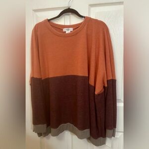 Moa Moa Orange and Burgundy Crew Neck Sweater